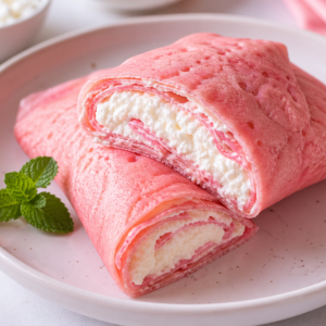 Pink Sweet Cheese crepes