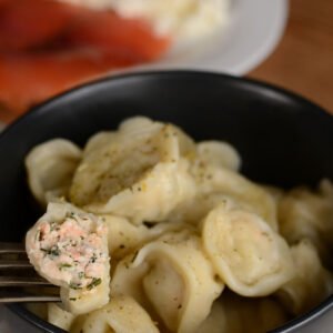 Salmon and cheese pelmeni (dumplings)